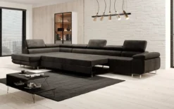 Designer Ecksofa Maxi mit Schlaf - und Klappfunktion in Kunstleder