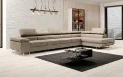 Designer Ecksofa Maxi mit Schlaf - und Klappfunktion in Kunstleder