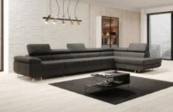 Designer Ecksofa Maxi mit Schlaf - und Klappfunktion in Bouclé