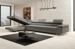 Designer Ecksofa Maxi mit Schlaf - und Klappfunktion in Bouclé