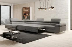 Designer Ecksofa Maxi mit Schlaf - und Klappfunktion in Bouclé