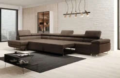 Designer Ecksofa Maxi mit Schlaf - und Klappfunktion in Bouclé