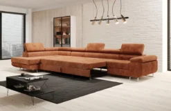 Designer Ecksofa Maxi mit Schlaf - und Klappfunktion in Cord