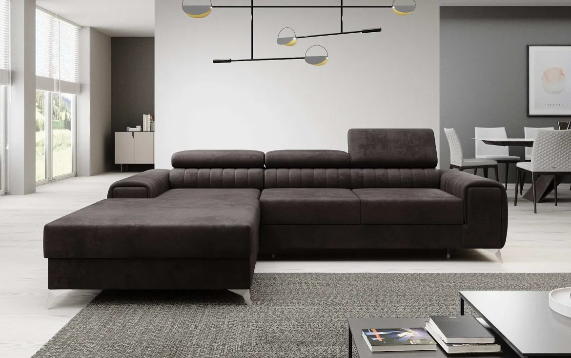 Designer Ecksofa Melinda mit Schlaf- und Klappfunktion