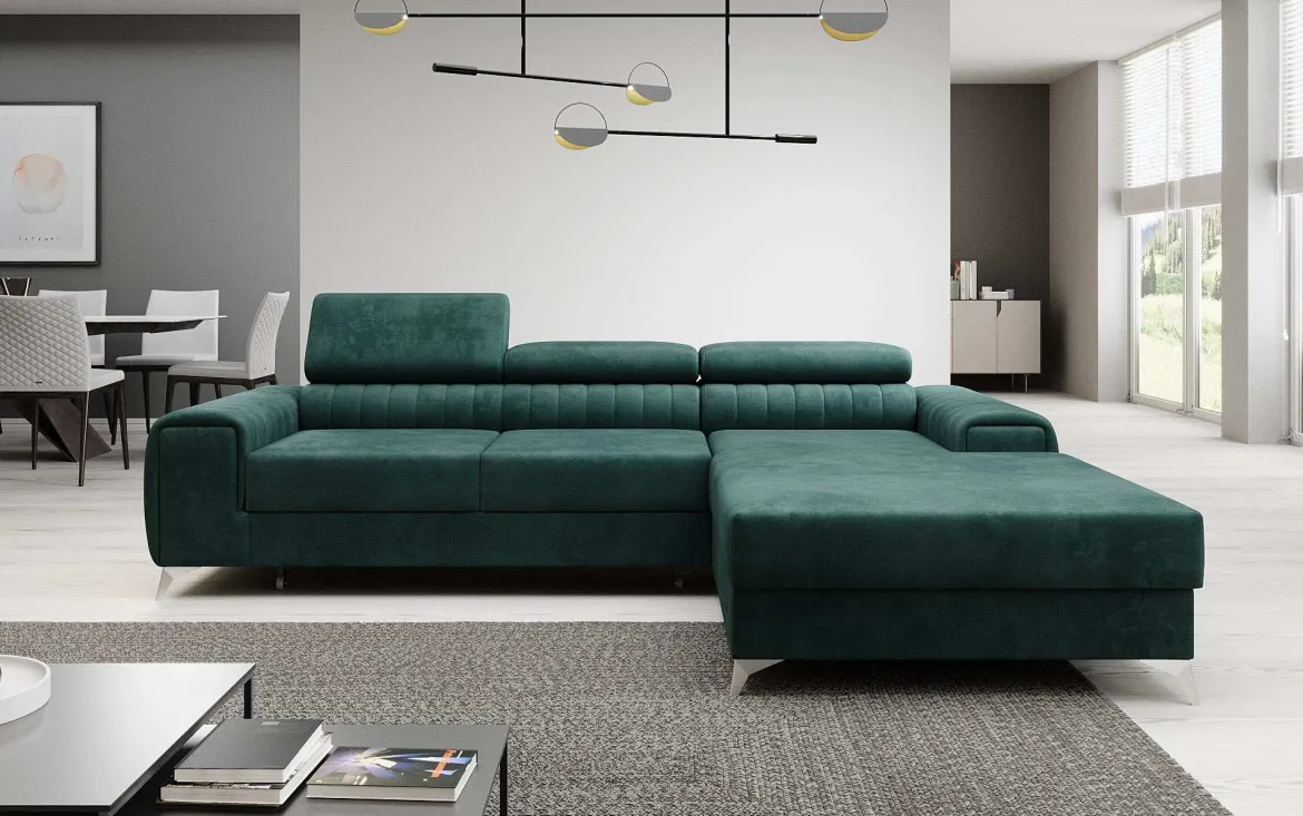 Designer Ecksofa Melinda mit Schlaf- und Klappfunktion