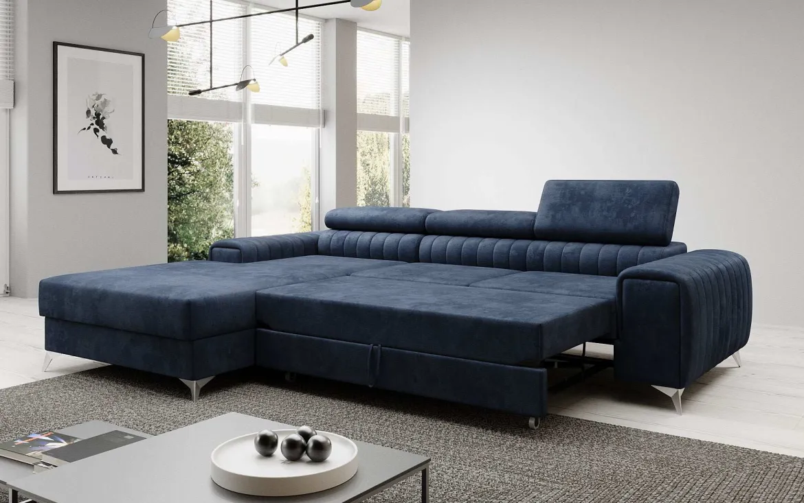 Designer Ecksofa Melinda mit Schlaf- und Klappfunktion