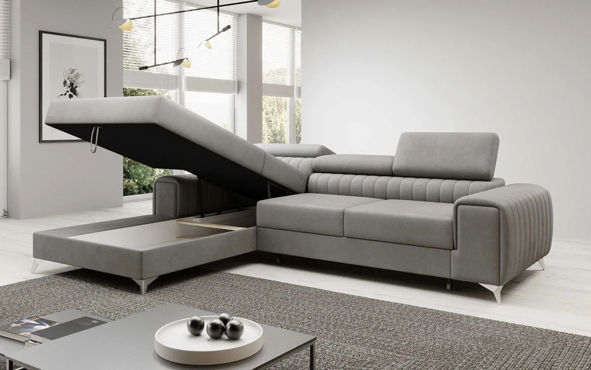 Designer Ecksofa Melinda mit Schlaf- und Klappfunktion