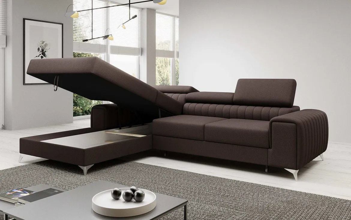 Designer Ecksofa Melinda mit Schlaf- und Klappfunktion