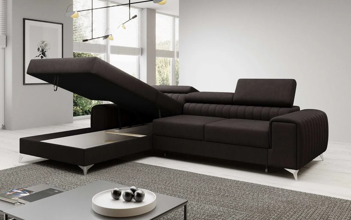Designer Ecksofa Melinda mit Schlaf- und Klappfunktion