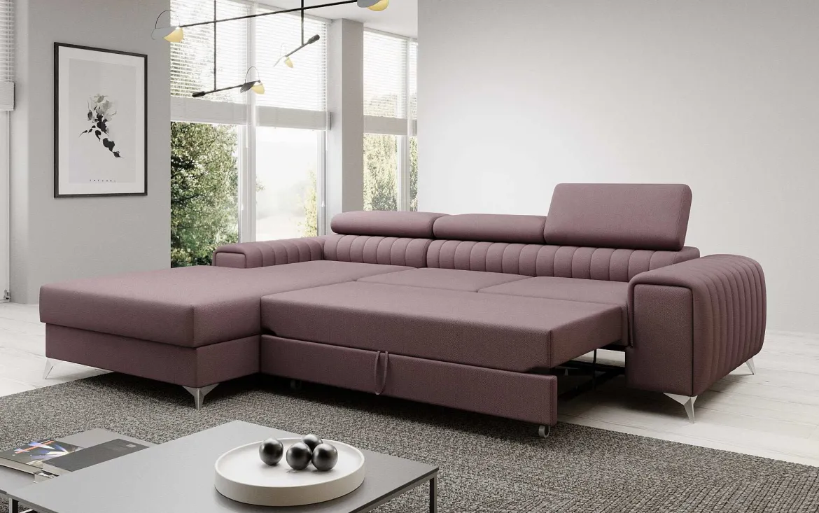 Designer Ecksofa Melinda mit Schlaf- und Klappfunktion