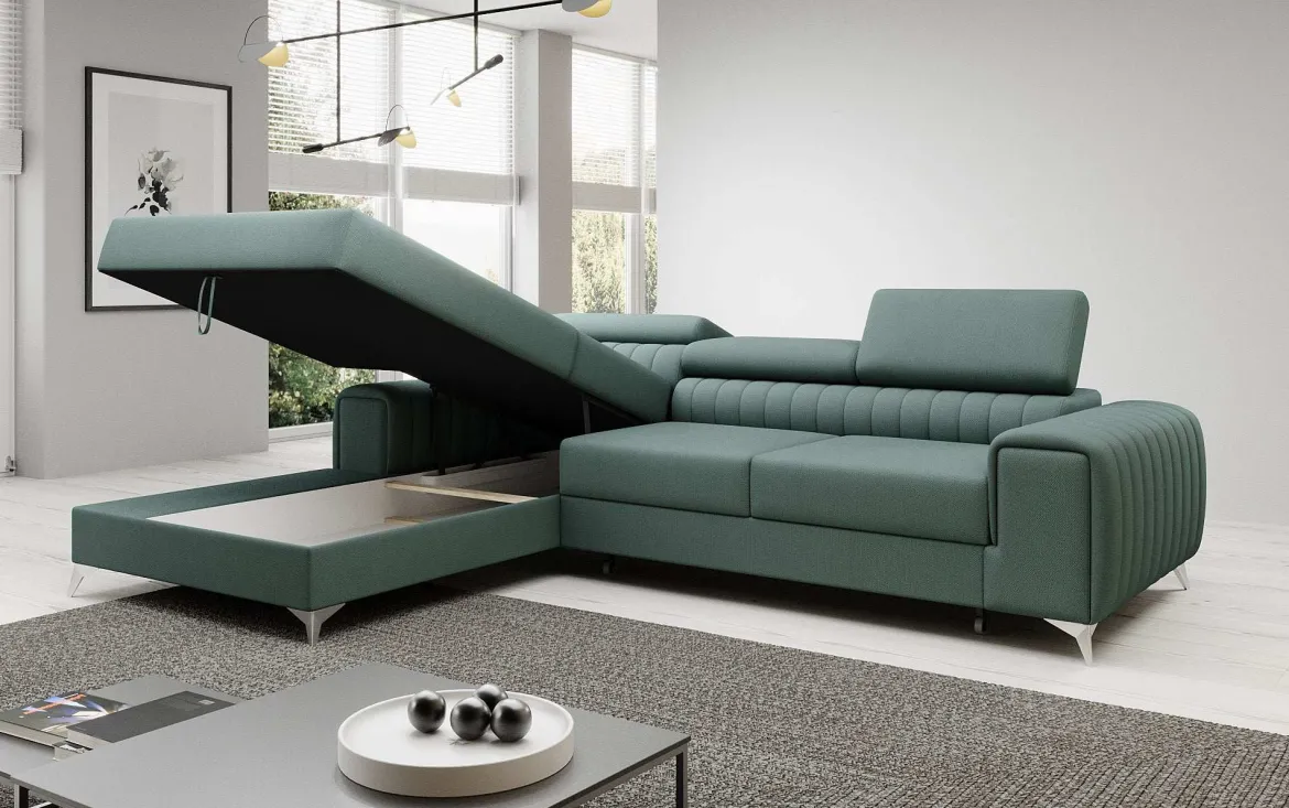 Designer Ecksofa Melinda mit Schlaf- und Klappfunktion
