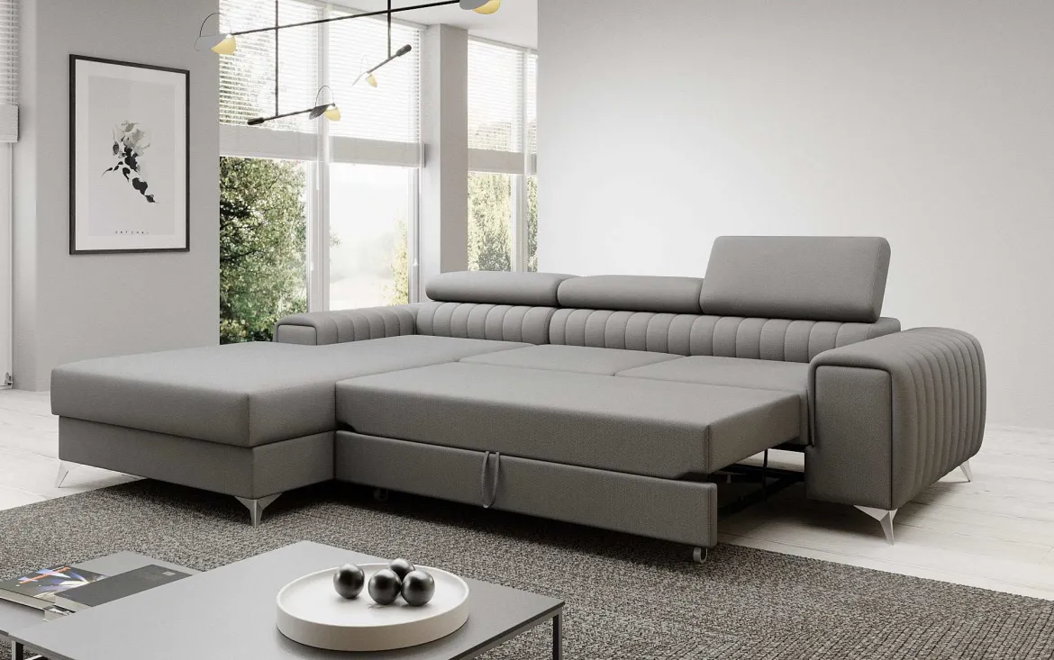 Designer Ecksofa Melinda mit Schlaf- und Klappfunktion