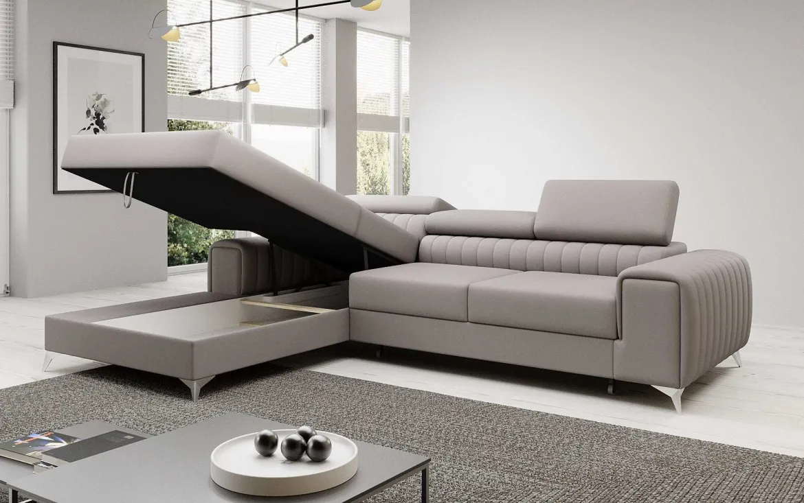 Designer Ecksofa Melinda mit Schlaf- und Klappfunktion