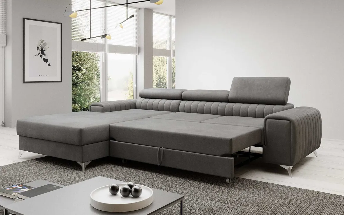 Designer Ecksofa Melinda mit Schlaf- und Klappfunktion