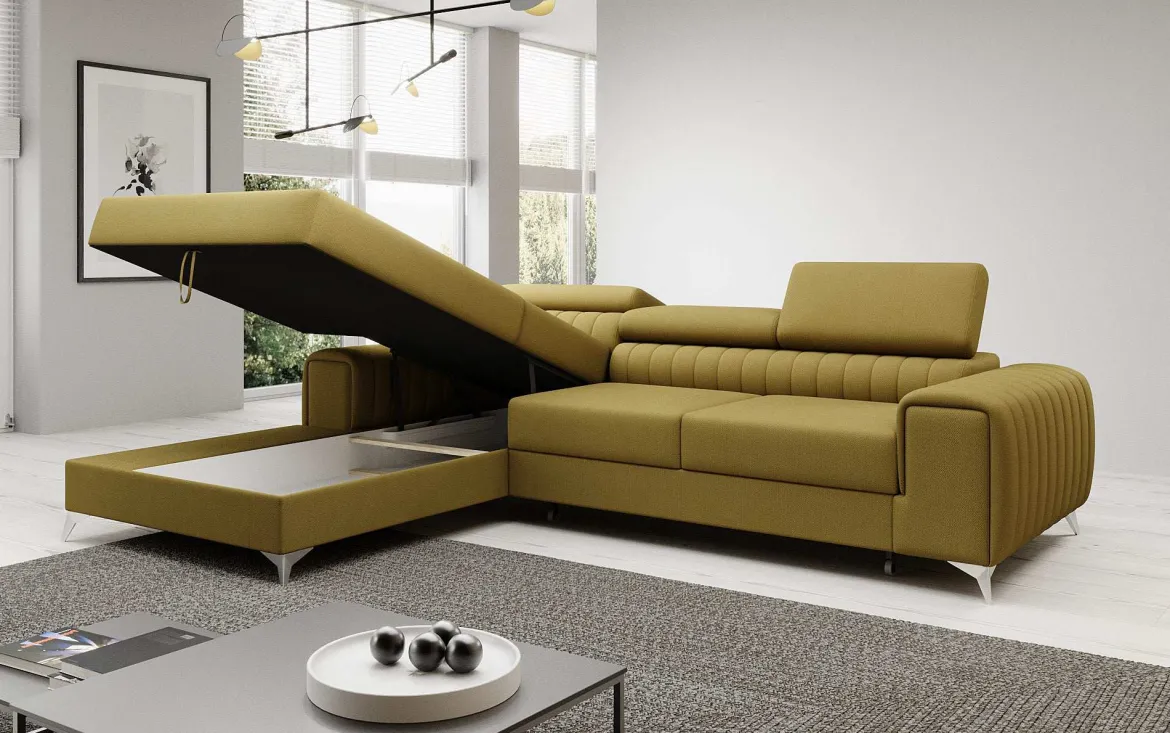 Designer Ecksofa Melinda mit Schlaf- und Klappfunktion