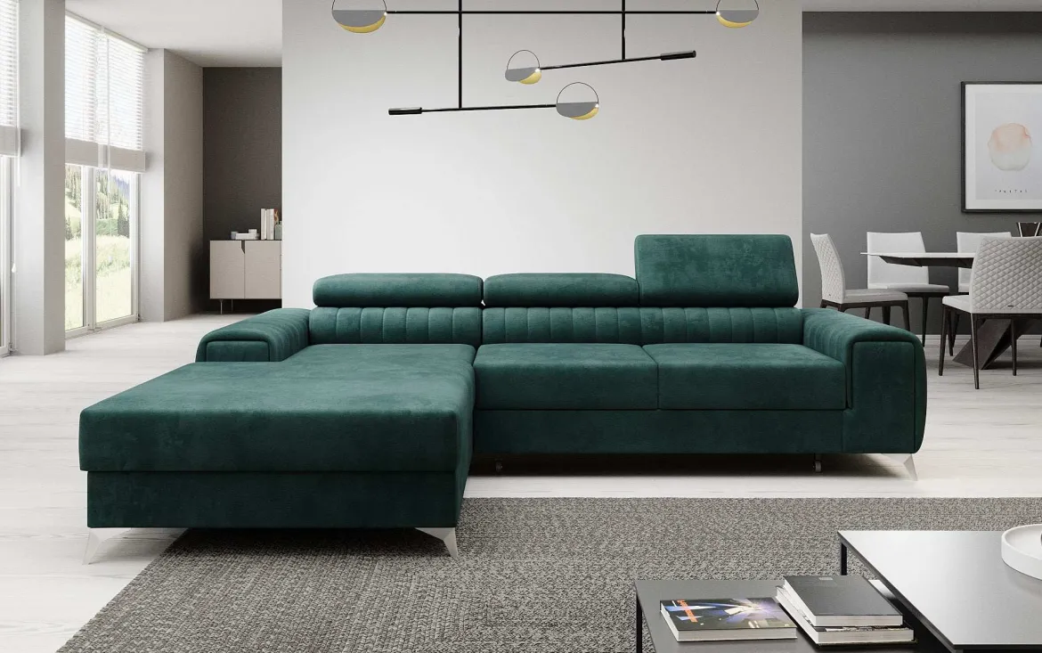 Designer Ecksofa Melinda mit Schlaf- und Klappfunktion
