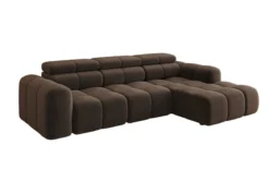 Designer Ecksofa Mia mit elektrischer Sitzerweiterung in Chenille