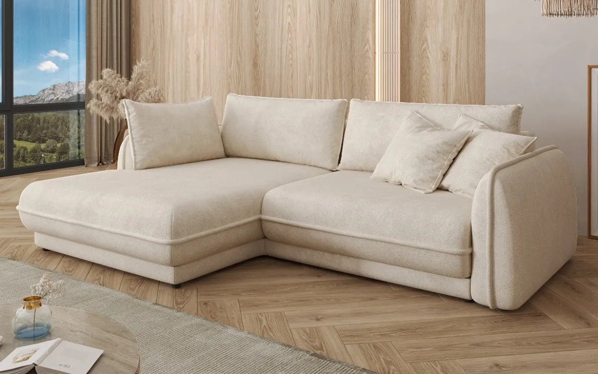 Designer Ecksofa Mojave II Stoff mit Schlaffunktion und Stauraum