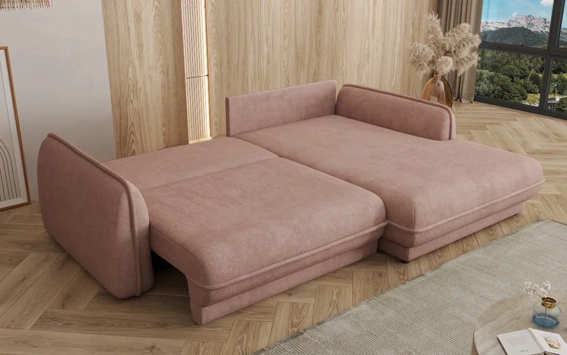 Designer Ecksofa Mojave II Stoff mit Schlaffunktion und Stauraum