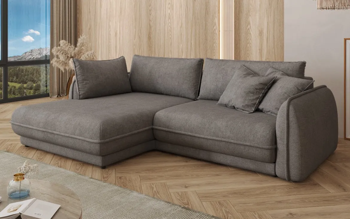 Designer Ecksofa Mojave II Stoff mit Schlaffunktion und Stauraum