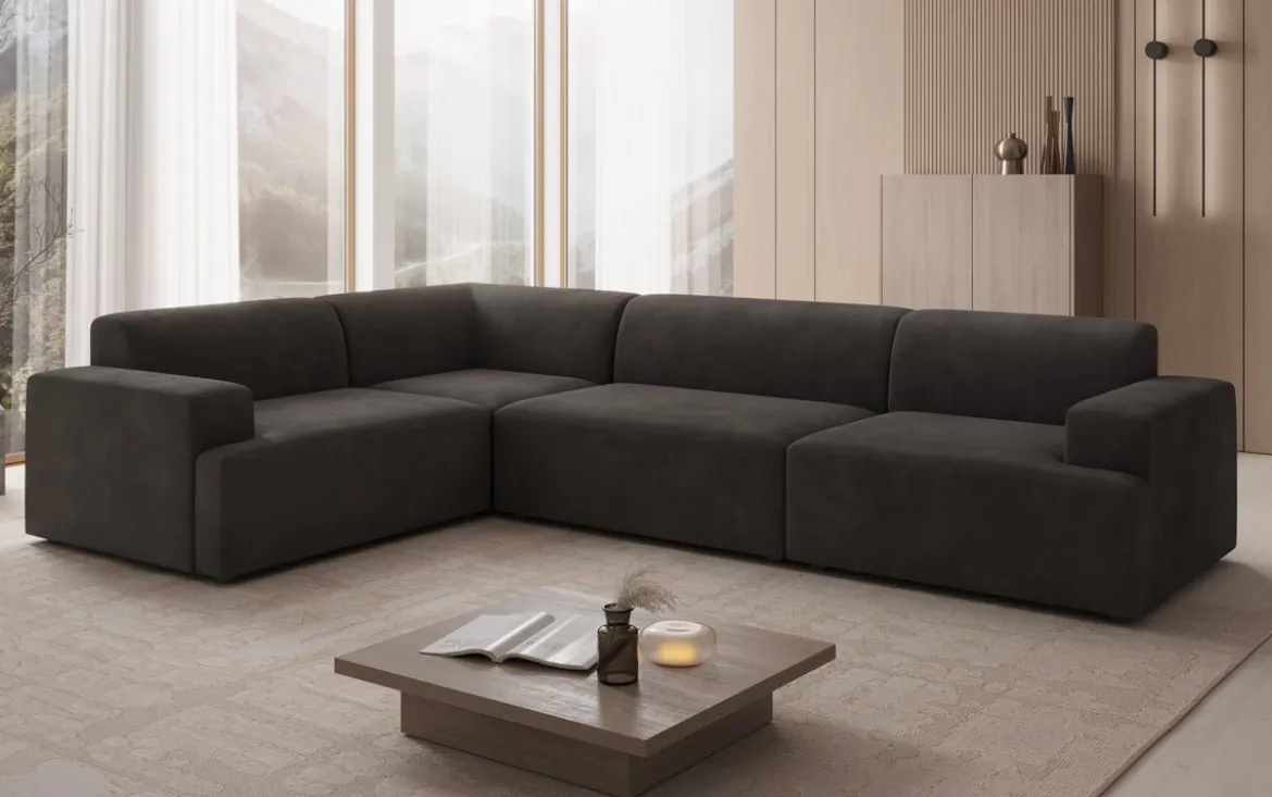 Designer Ecksofa Monza Wohnlandschaft in Samt