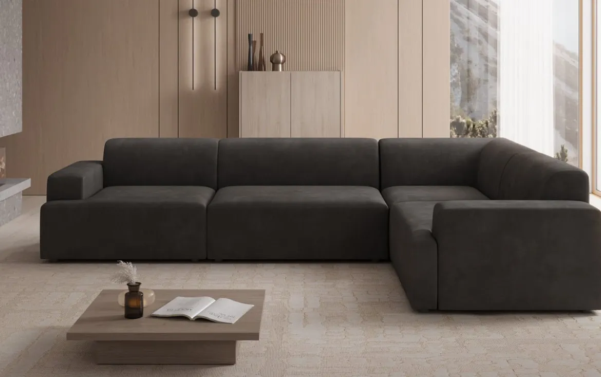 Designer Ecksofa Monza Wohnlandschaft in Samt