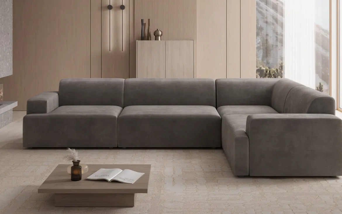 Designer Ecksofa Monza Wohnlandschaft in Samt
