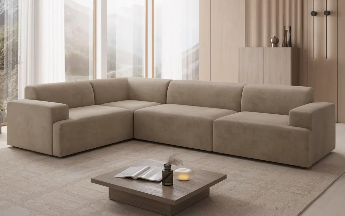 Designer Ecksofa Monza Wohnlandschaft in Samt