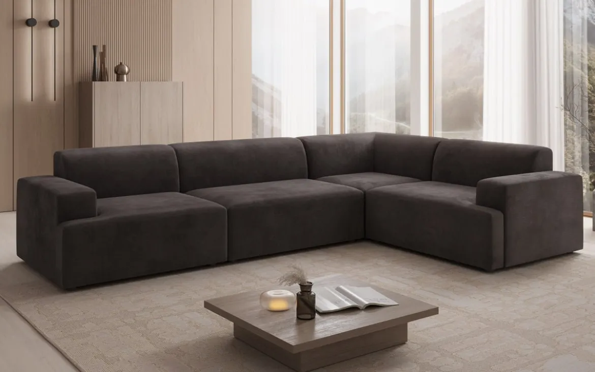 Designer Ecksofa Monza Wohnlandschaft in Samt