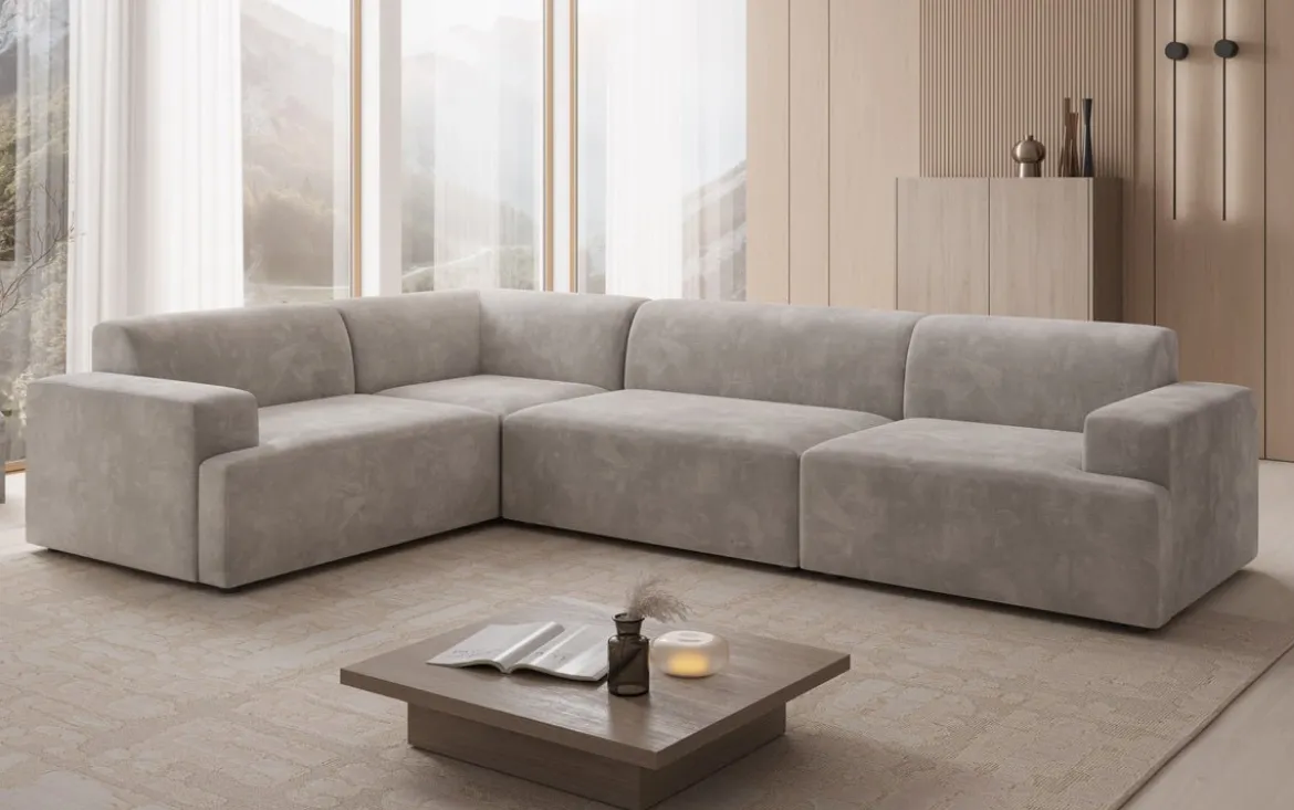 Designer Ecksofa Monza Wohnlandschaft in Samt
