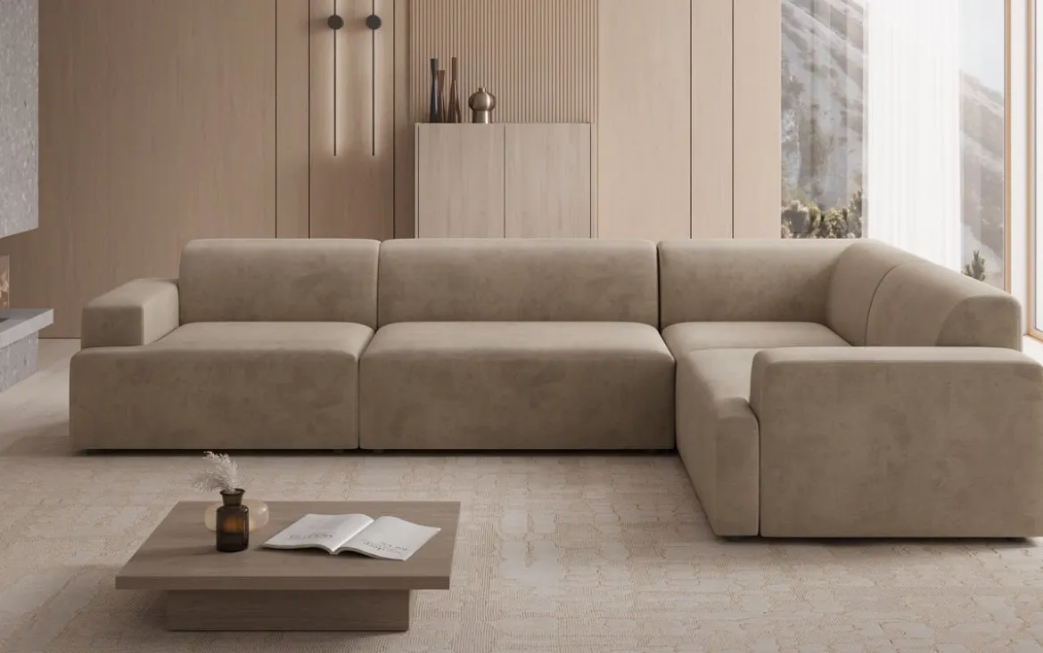 Designer Ecksofa Monza Wohnlandschaft in Samt