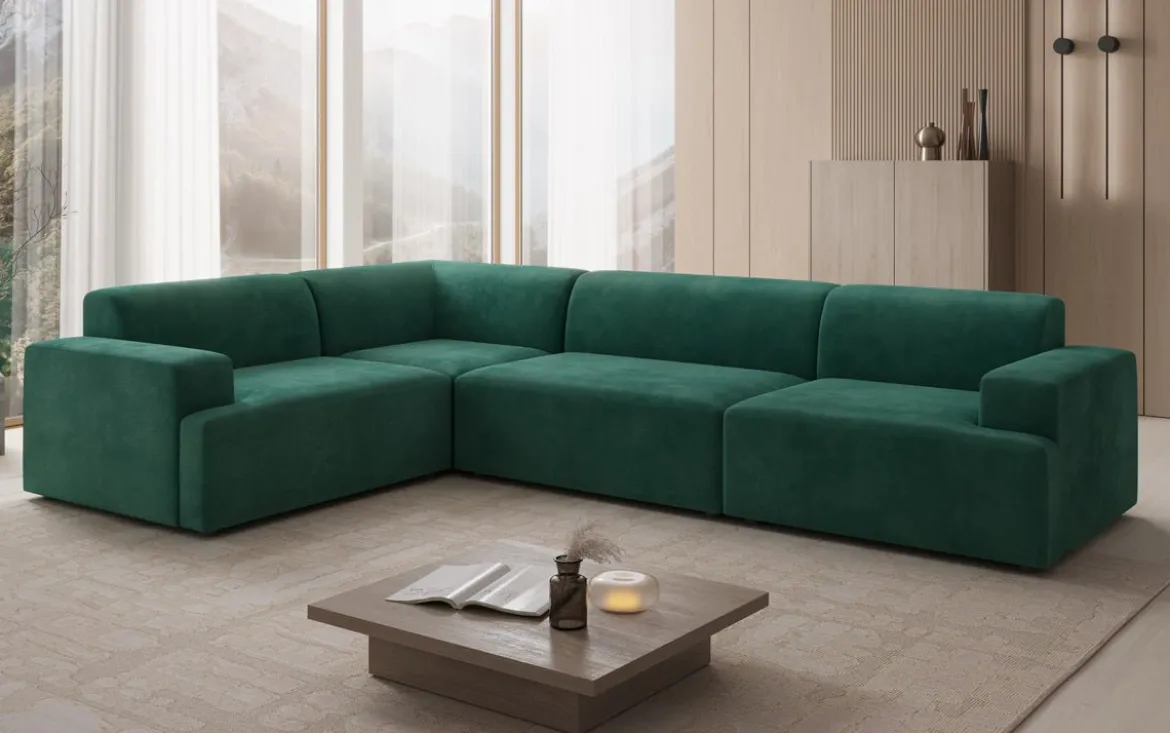 Designer Ecksofa Monza Wohnlandschaft in Samt
