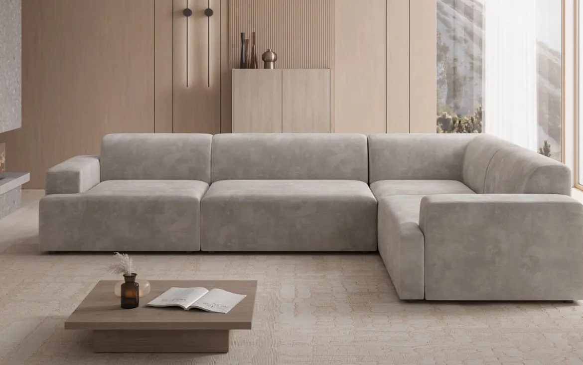 Designer Ecksofa Monza Wohnlandschaft in Samt
