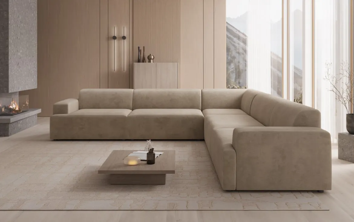 Designer Ecksofa Monza Wohnlandschaft XXL in Samt