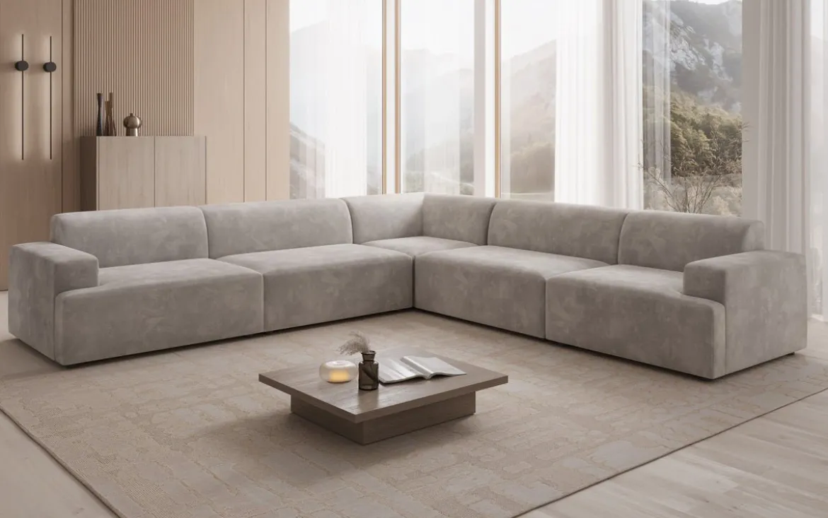 Designer Ecksofa Monza Wohnlandschaft XXL in Samt