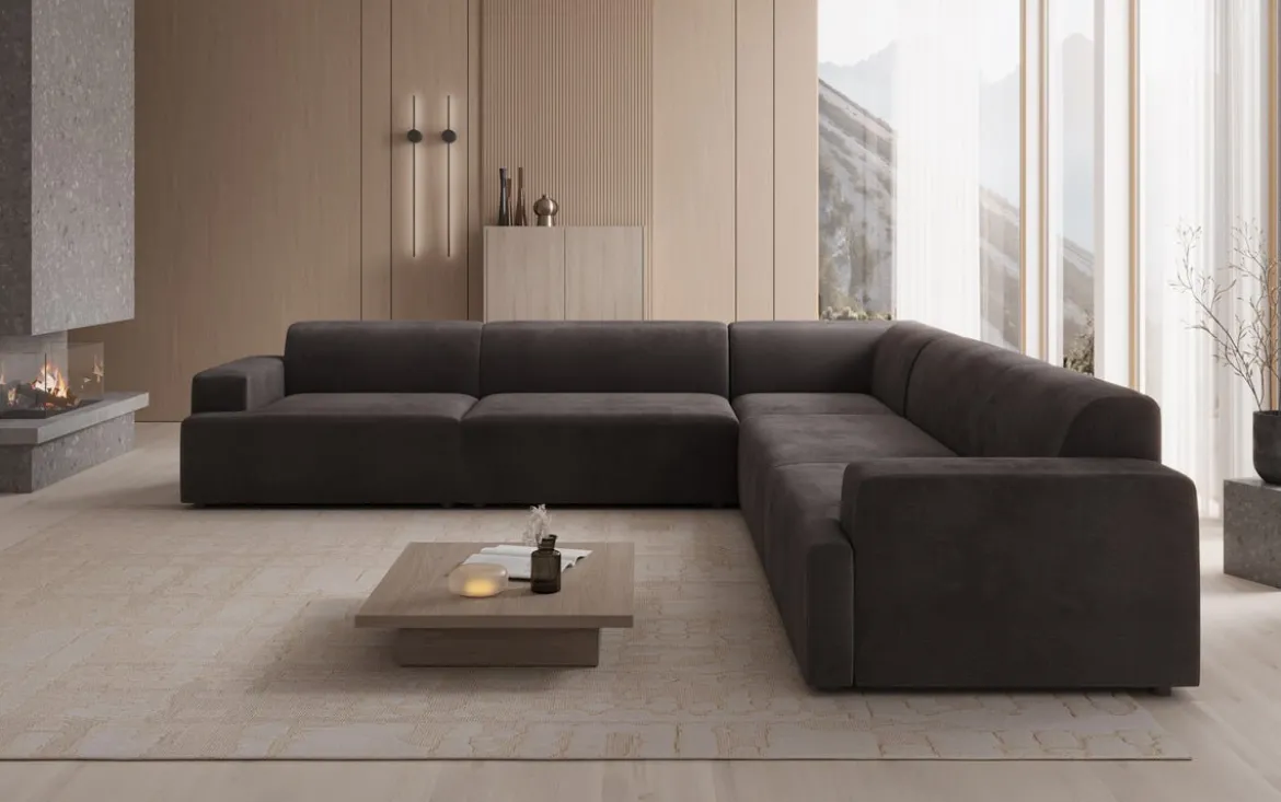 Designer Ecksofa Monza Wohnlandschaft XXL in Samt