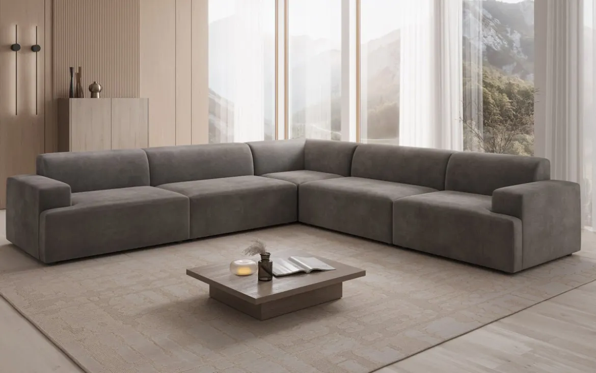 Designer Ecksofa Monza Wohnlandschaft XXL in Samt