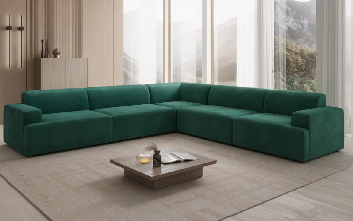 Designer Ecksofa Monza Wohnlandschaft XXL in Samt