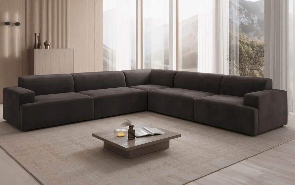 Designer Ecksofa Monza Wohnlandschaft XXL in Samt