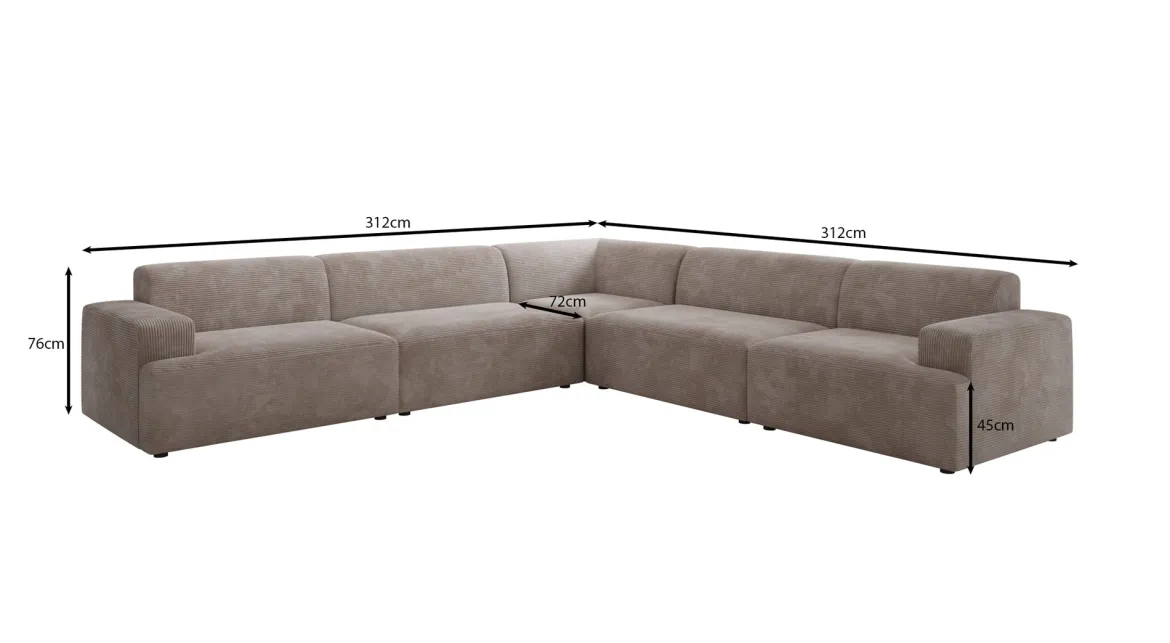 Designer Ecksofa Monza Wohnlandschaft XXL in Cord