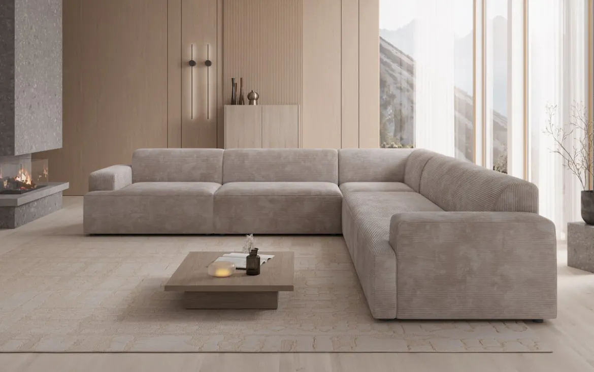 Designer Ecksofa Monza Wohnlandschaft XXL in Cord