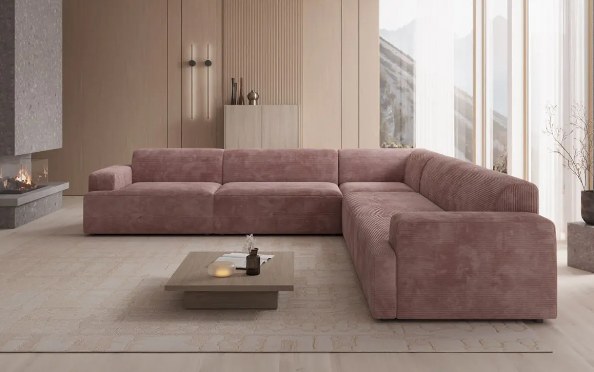 Designer Ecksofa Monza Wohnlandschaft XXL in Cord