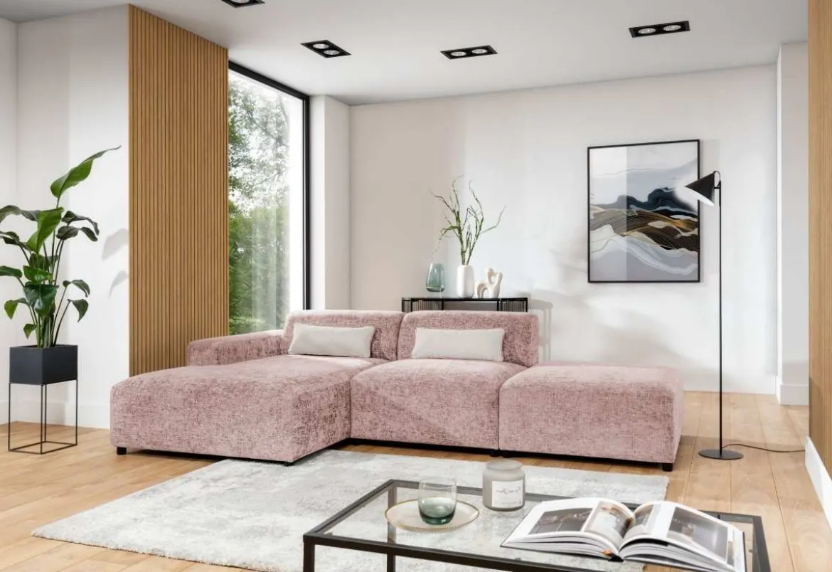 Designer Ecksofa Napoli inkl. Beistellhocker