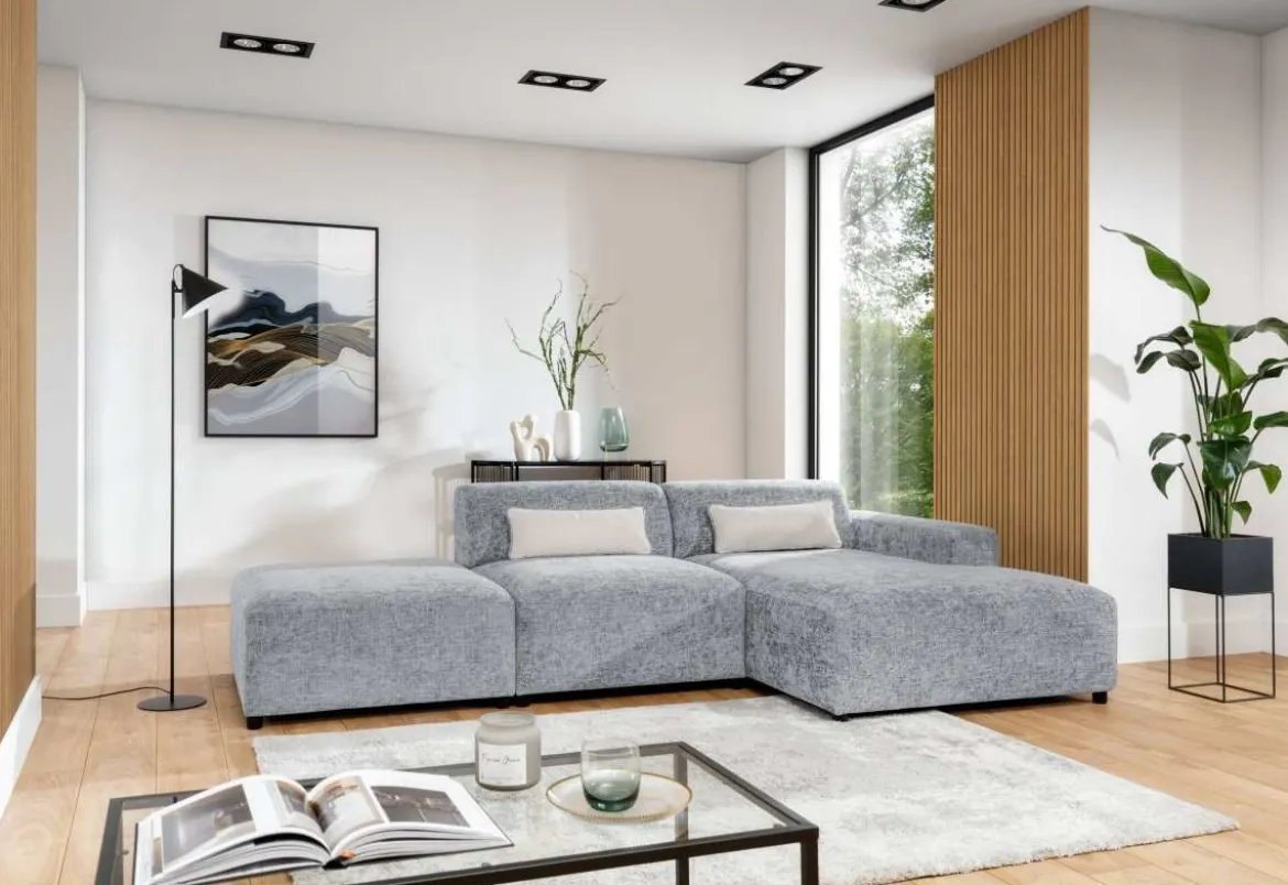 Designer Ecksofa Napoli inkl. Beistellhocker