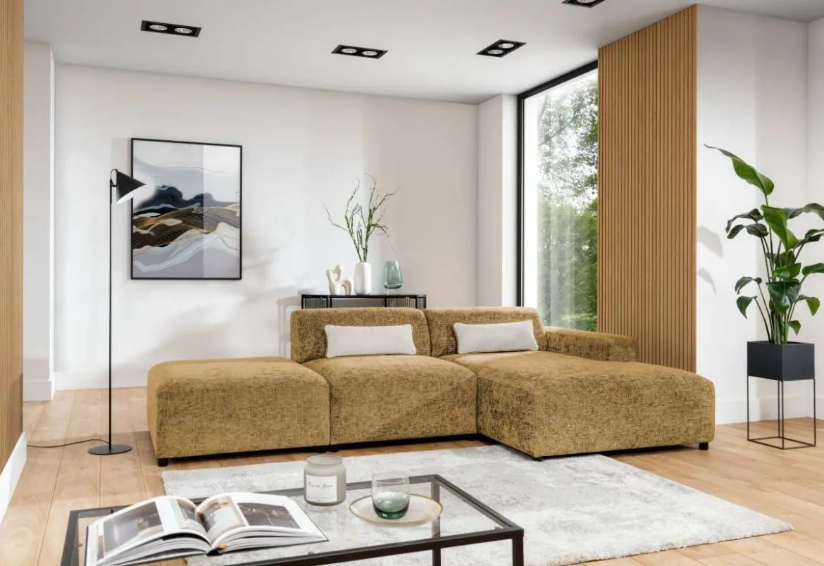 Designer Ecksofa Napoli inkl. Beistellhocker