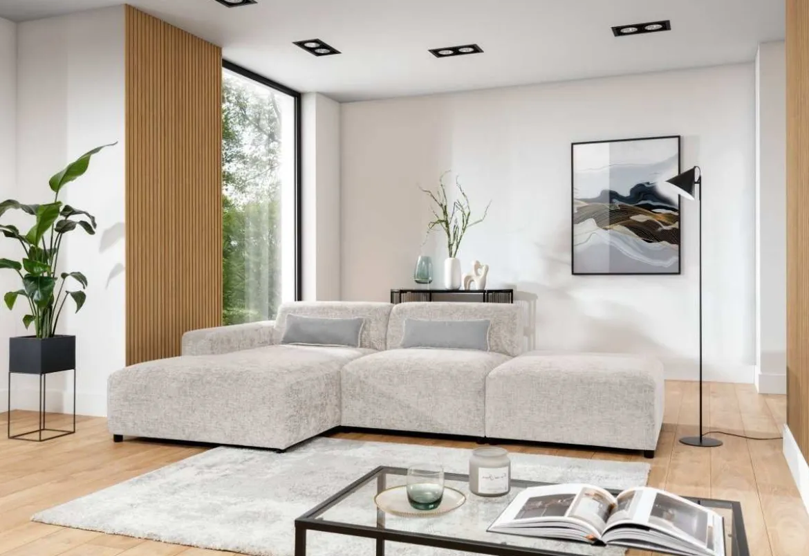 Designer Ecksofa Napoli inkl. Beistellhocker