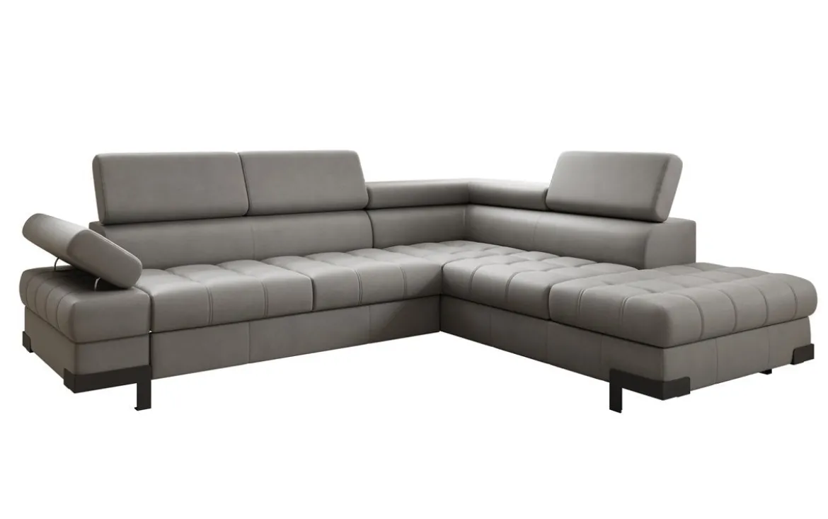 Designer Ecksofa Noelia mit Schlaffunktion und Stauraum in Echtleder