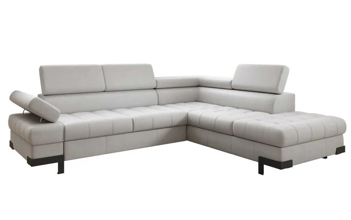 Designer Ecksofa Noelia mit Schlaffunktion und Stauraum in Echtleder