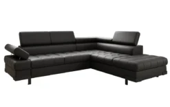 Designer Ecksofa Noelia mit Schlaffunktion und Stauraum in Echtleder
