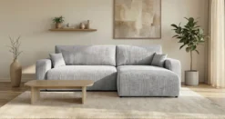 Designer Ecksofa Noma mit Schlaf- und Klappfunktion in Cord